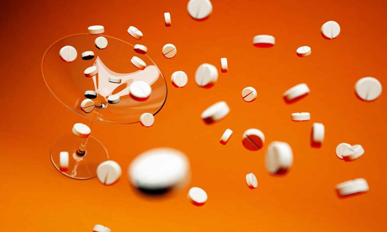 pills on orange background